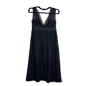 Club Monaco Dainty Lace Little Black Dress A Line V Neck Baby Doll Dress Size 0